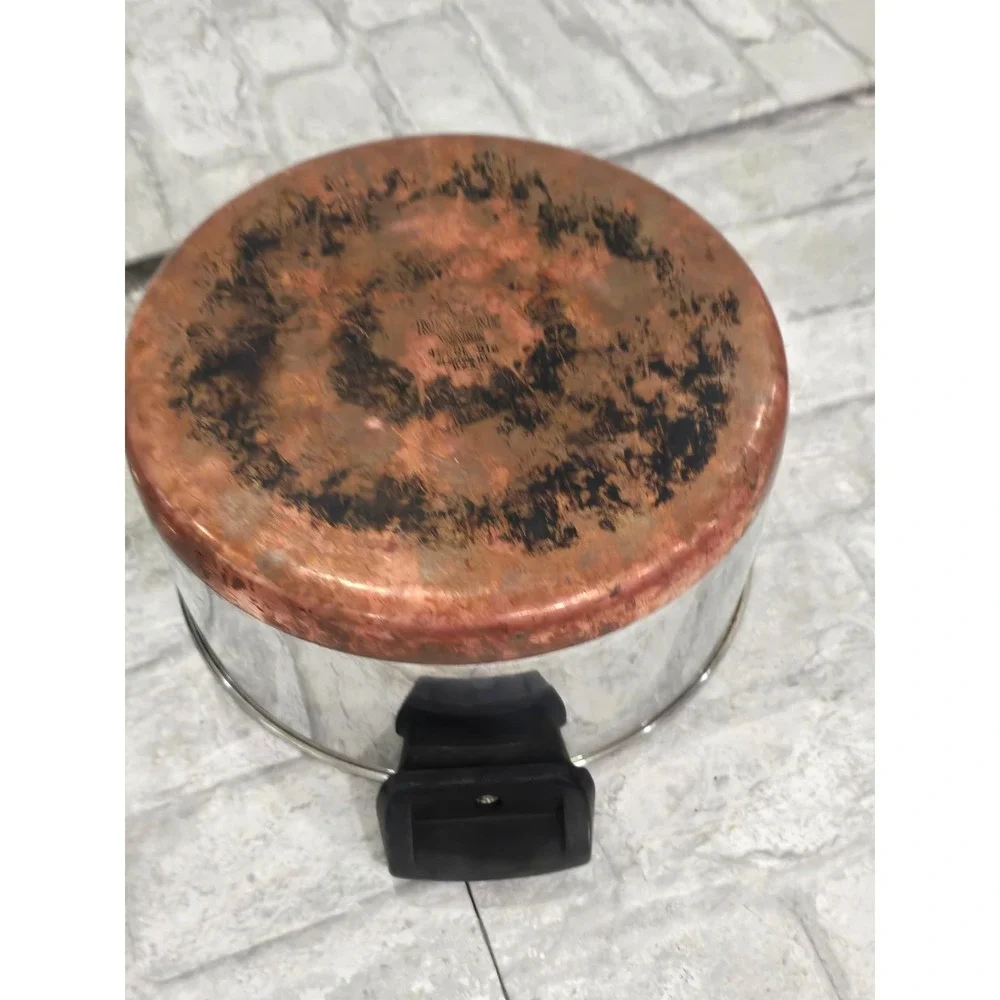 VTG 4 Piece 1960s Revere‎ Ware 1801 Copper Bottom 6QT & 4 1/2QT Stock Pot w/lids